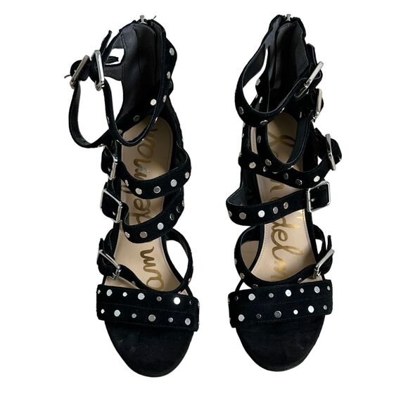 Sam Edelman Women's Size 9M York Sandal Black Suede Studded Block Heel - Picture 2 of 7